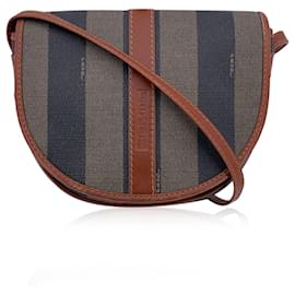 Fendi-Sac bandoulière petit en toile rayée vintage Pequin-Marron