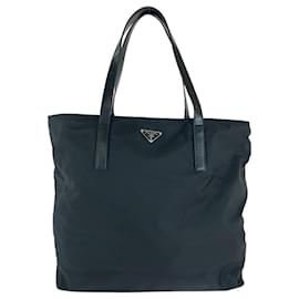 Prada-Prada Nylon Tessuto Logo Tote Bag-Black