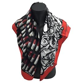 Prada Silk Scarf Abstract Pattern 90cm Multiple colors