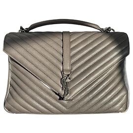 Sac Medium College Saint Laurent Paris Gris Gris Bijouterie argentée