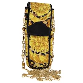 Gianni Versace-Gianni Versace Chain Accessory Pouch PVC Yellow Gold Auth bs22035-Golden,Yellow