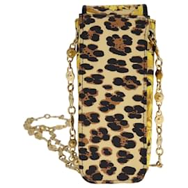 Gianni Versace-Gianni Versace Chain Accessory Pouch PVC Yellow Gold Auth bs22035-Golden,Yellow