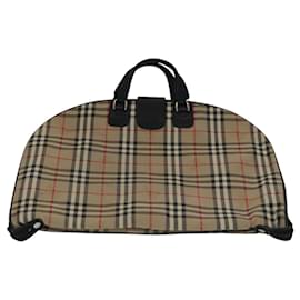 Autre Marque-Burberrys Nova Check Garment Cover Canvas Leather Beige Brown gold Auth 111127-Brown,Beige,Golden