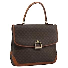 Céline-CELINE Macadam Canvas Hand Bag PVC Leather Brown Auth yk17101-Brown