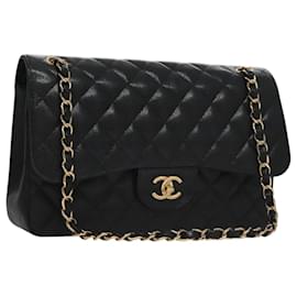 Chanel-CHANEL Sac à épaule Matelassé Chaîne Cuir Caviar Noir Or CC Auth 106449SA-Noir,Doré
