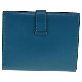Hermès-HERMES Bearn Portefeuille Compact en Cuir Bleu Auth 108926-Bleu