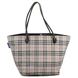 Autre Marque-Burberrys Nova Check Blue Label Shoulder Bag Nylon Pink Black Silver Auth 110855-Black,Silvery,Pink