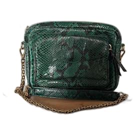 Claris Virot Charly Sac à main en python vert Vert