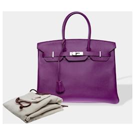 Hermès-HERMES Birkin 35 Bag in Purple Leather - 102471-Purple