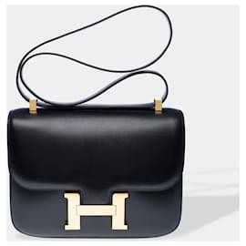 Hermès-HERMES Constance Bag in Black Leather - 102452-Black