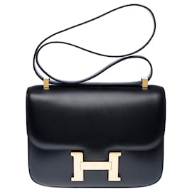 Hermès-HERMES Constance Bag in Black Leather - 102452-Black