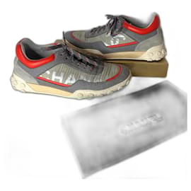 Chanel-Chanel Sneakers Size 40, Leather&Canvas, very good condition-Beige,Orange,Grey