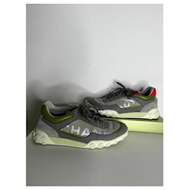 Chanel-Chanel Sneakers Size 40, Leather&Canvas, very good condition-Beige,Orange,Grey