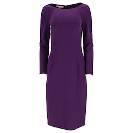 Michael Kors-Michael Kors Bodycon Pencil Dress in Purple Virgin Wool-Purple