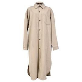 Autre Marque The Frankie Shop Buttoned Long Coat in Beige Wool  Beige