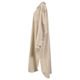 Autre Marque-The Frankie Shop Buttoned Long Coat in Beige Wool -Beige