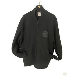 Chanel Herren Zip-Cardigan, schwarz, Größe L Schwarz