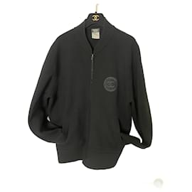 Chanel-Chanel Men's Zip Cardigan, black, size L-Black