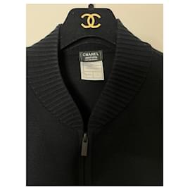 Chanel-Chanel Men's Zip Cardigan, black, size L-Black