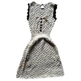 Chanel-Chanel FW2008 Lace Knit Silk Dress-Beige