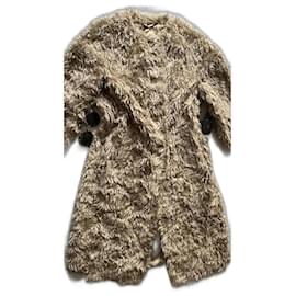 Prada-Prada Champagne Mohair Faux Fur Coat-Brown,Beige,Golden