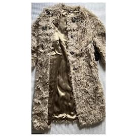 Prada-Prada Champagne Mohair Faux Fur Coat-Brown,Beige,Golden
