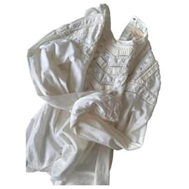 SéZane-Sézane 'Bamba' White Ecru Embroidered Blouse-Cream