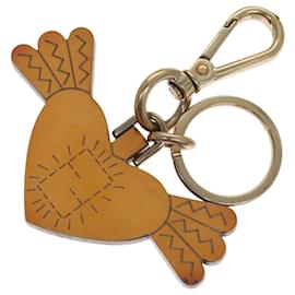Fendi-FENDI Key Charm Leather Beige Auth ac3513-Beige