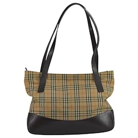 Autre Marque-Burberrys Nova Check Shoulder Bag Canvas Beige Auth 111520-Beige