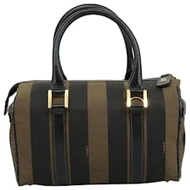 Fendi-Sac à main en toile Pecan FENDI 2 voies marron noir or Auth 111719-Marron,Noir,Doré
