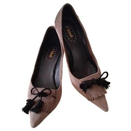 Escarpins Chloé en daim taupe taille 36 IT Taupe
