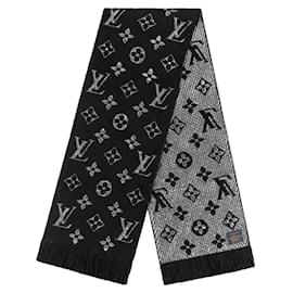 Louis Vuitton-Logomania Shine black silver scarf-Black