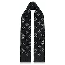 Louis Vuitton-Logomania Shine black silver scarf-Black