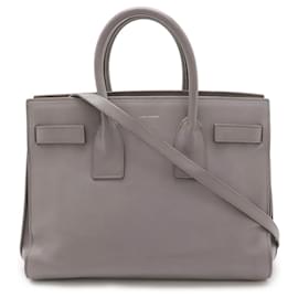 Yves Saint Laurent-Yves Saint Laurent Leather Sac de Jour Handbag-Grey
