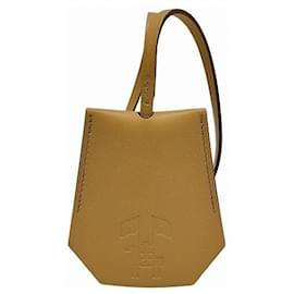 Hermès-Hermes Leather Key Clochette Keychain-Brown