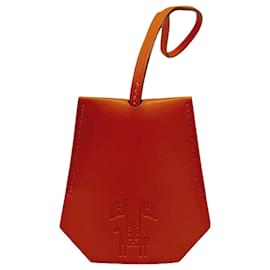 Hermès-Hermes Leather Key Clochette Keychain-Orange