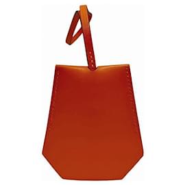 Hermès-Hermes Leather Key Clochette Keychain-Orange