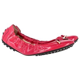 Bailarinas Scrunch de Tod's en cuero charol rojo Roja