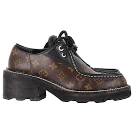 Louis Vuitton-Louis Vuitton Beaubourg Platform Derby in Black/Brown Leather And Coated Canvas-Brown