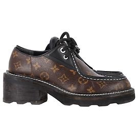 Derby Beaubourg em couro preto/marrom e lona revestida da Louis Vuitton Marrom