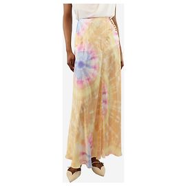 Paco Rabanne Multicolour satin tie-dye printed maxi skirt - size UK 6 Multiple colors