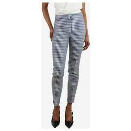 Christian Dior Blaue Woll-Hosen mit Karomuster - Größe UK 6 Blau