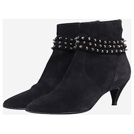 Saint Laurent-Black suede studded ankle boots - size EU 37-Black