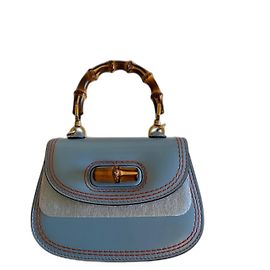 Sac à main Mini Gucci Bamboo Bleu clair