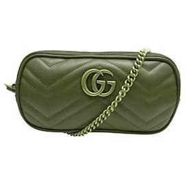 Gucci-NINE GUCCI GG MARMONT CHAIN SHOULDER BAG 546581 HAND BAG PURSE-Red