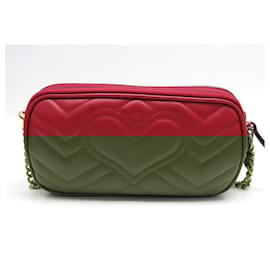 Gucci-NINE GUCCI GG MARMONT CHAIN SHOULDER BAG 546581 HAND BAG PURSE-Red