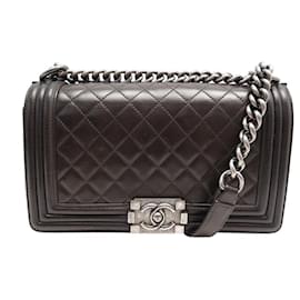 Chanel-CHANEL BOY MEDIUM A67086 QUILTED LEATHER BROWN SHOULDER BAG-Brown