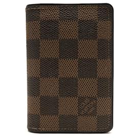 Louis Vuitton-NINE LOUIS VUITTON POCKET ORGANIZER N63166 IN DAMIER EBENE CANVAS & LEATHER-Brown