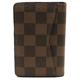 Louis Vuitton-NINE LOUIS VUITTON POCKET ORGANIZER N63166 IN DAMIER EBENE CANVAS & LEATHER-Brown