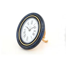 Cartier-NINE CARTIER TRAVEL CLOCK BATH TUB 7519 QUARTZ WATCH LAPIS LAZULI-Golden